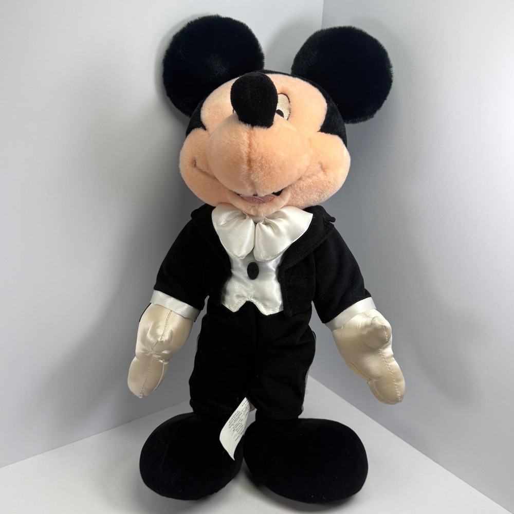 Disney Mickey Mouse Tuxedo Plush 14 Inch Formal Tailcoat White Bow Tie Classic